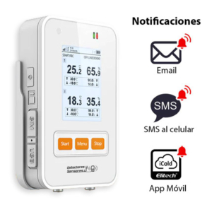 Termógrafo Controlador GSM/WiFi con Dos Sondas de Temperatura y Humedad Certificado